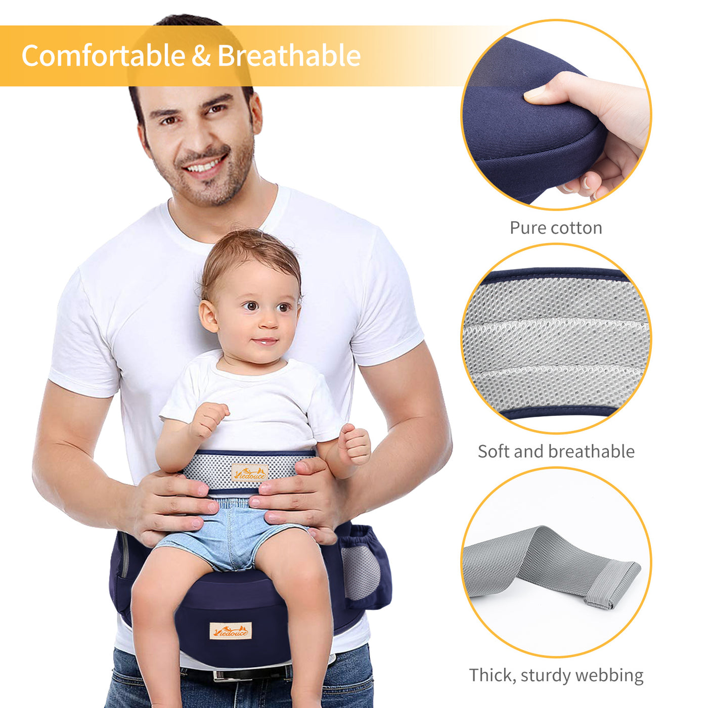 Viedouce Porte bebe Ventral Ergonomique Tabouret Siege de Hanche avec